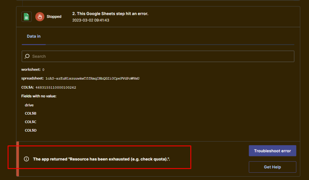 Dataflow errors exhausted quota cloud resource check been has job